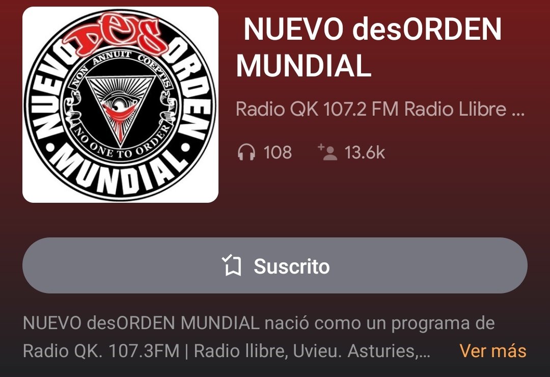 Se me ha olvidado deciros que "si Dios quiere y la burra no se muere", que decía mi abuela, esta próxima semana tendremos a Rubén de Avilés, el rapero creador del grupo MKUltra y webmaster de Nuevo Desorden Mundial. Todo un referente conspi.

#Podcast #Ivoox

#Frases_abuelaUTP