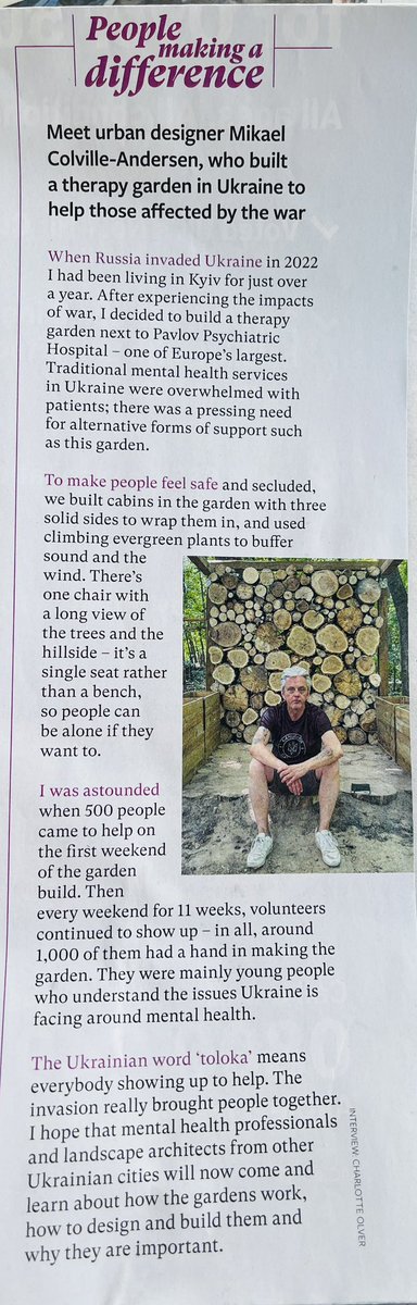 I thought I’d share this powerful <a href="/The_RHS/">The RHS</a> article showing the benefits of gardens to our mental health. To hear more about Mikael Colville-Andersen visit: 

lnkd.in/e2sT4iUj