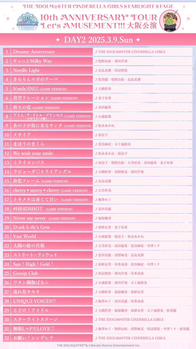 ✩˖°⌖.꙳✩˖°⌖.꙳✩˖° #デレステ10thツアー大阪_day2 DAY1のセット