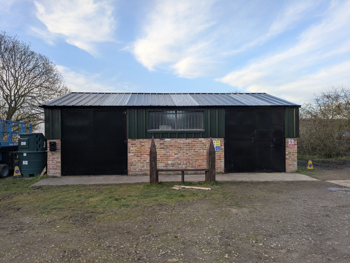 Workshop refurb down at Gibraltar point. Old cladding stripped and new insulated panels installed.