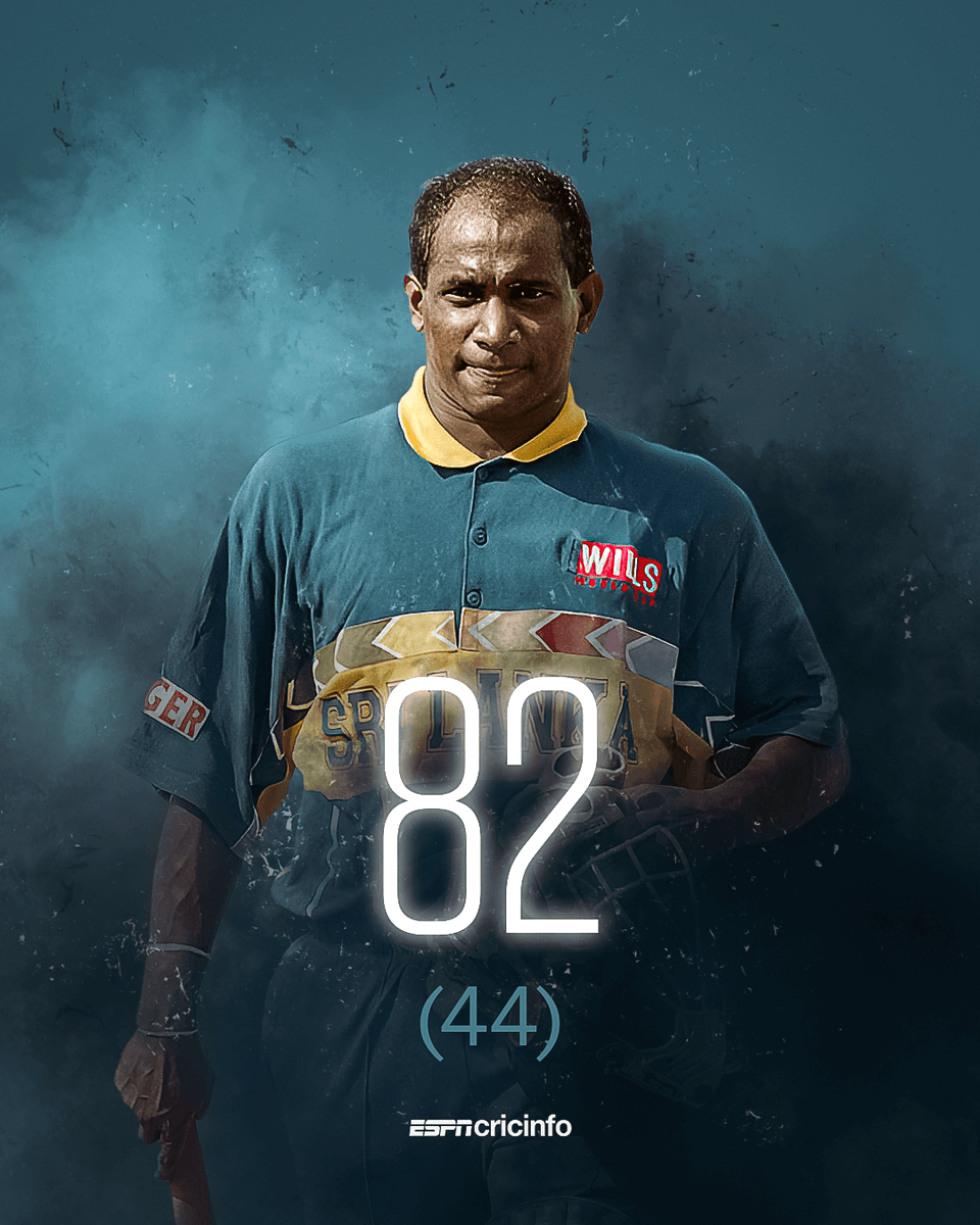 cricinfo's tweet photo. #OnThisDay in 1996, a Sanath storm blew England away in the World Cup quarter-final in Faisalabad 🌪️ https://t.co/jF2Xaj0RQw https://t.co/jOY10BFouW