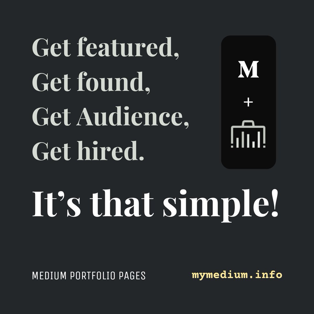 mymediuminfo's tweet image. You write on #Medium ... clients must be dying to work with you.
No?
Maybe you're not showcasing your work properly.
Give mymedium.info a try!
