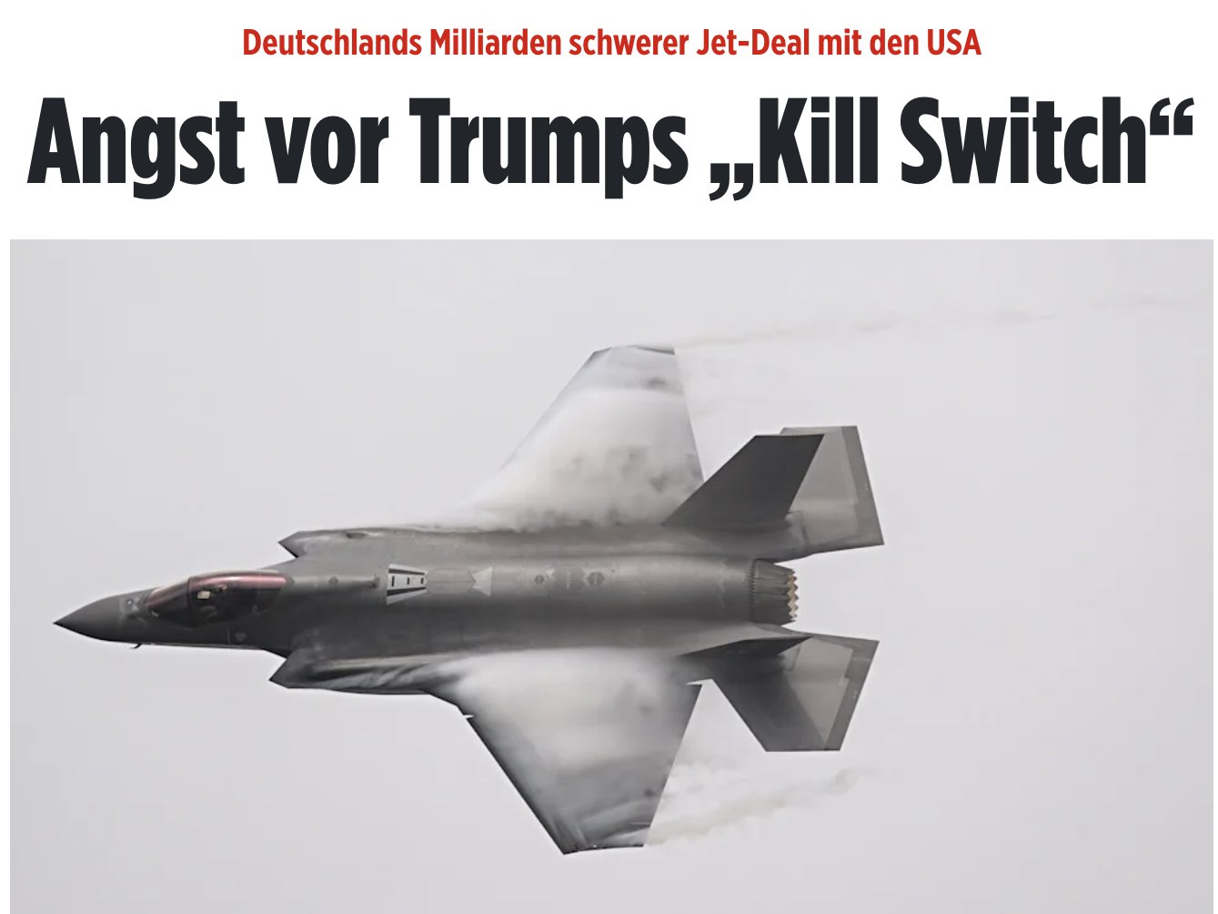 Clash Report on X: "F-35 'Kill Switch' Fears Shake Berlin Germany plans to buy 35 F-35A fighter jets from the U.S. for €8.3 billion, plus additional infrastructure costs. However, fears are growing