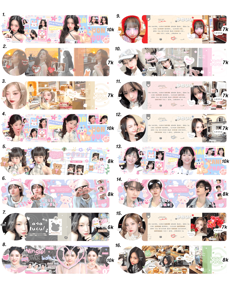 hanfornoah's tweet photo. Help repost/hype, thank youu! 🥰✨

Haloo mentemen, menjelang berbuka mampir dulu yuk jajan layout ready stock Wonyoung, Karina, Sungho, Asa, Ningning, Rei, Carmen, Hanni, Zhang Hao &amp; Sullyoon!

Harga di foto, free retext NAMA, ava PNG &amp; via QRIS #zonauang #zonaba https://t.co/q3ArBV2I6M