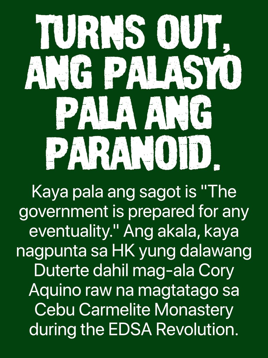 33Fester's tweet photo. PRESIDENT RODRIGO DUTERTE LANG SAKALAM!

Weh! Kaya pala high alert din ang St. Luke's Hospital dahil baka may "madapa" na naman uli at magka-blackeye.

Tags: VP Sara Duterte Quiboloy Marcoleta Hong Kong PRRD Marcos Martial Law #OFW #Pilipinas #Pinoy #Filipinos #Philippines https://t.co/bOG9PTRZ8s