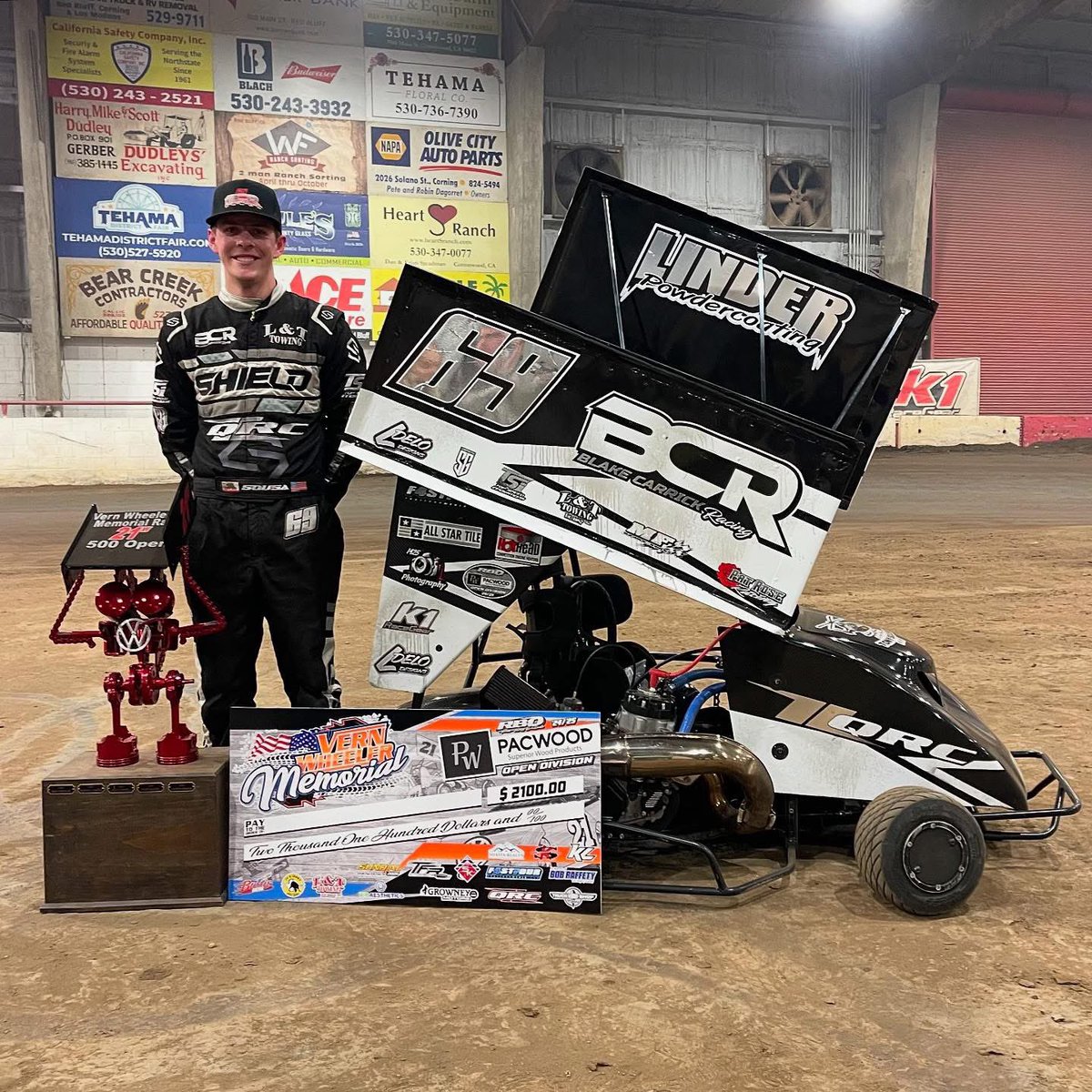 Red Bluff Outlaws (@rboutlaws) on Twitter photo #69 <a href="/SousaCarson/">Carson Sousa</a> WINS a WILD PacWood Superior Wood Products Open A-Main and pockets the $2,100 Vern Wheeler Memorial check!
He becomes the 8th different winner in 8 VWM features!!
2. #98 <a href="/lcbrooks60/">Landon Brooks</a>
3. #02 <a href="/Casey_McClain30/">Casey McClain</a>
4. #H20 <a href="/CaseySchmitz/">Casey Schmitz</a>
5. #14M Connor Mewhirter #69 <a href="/SousaCarson/">Carson Sousa</a> WINS a WILD PacWood Superior Wood Products Open A-Main and pockets the $2,100 Vern Wheeler Memorial check!
He becomes the 8th different winner in 8 VWM features!!
2. #98 <a href="/lcbrooks60/">Landon Brooks</a>
3. #02 <a href="/Casey_McClain30/">Casey McClain</a>
4. #H20 <a href="/CaseySchmitz/">Casey Schmitz</a>
5. #14M Connor Mewhirter
