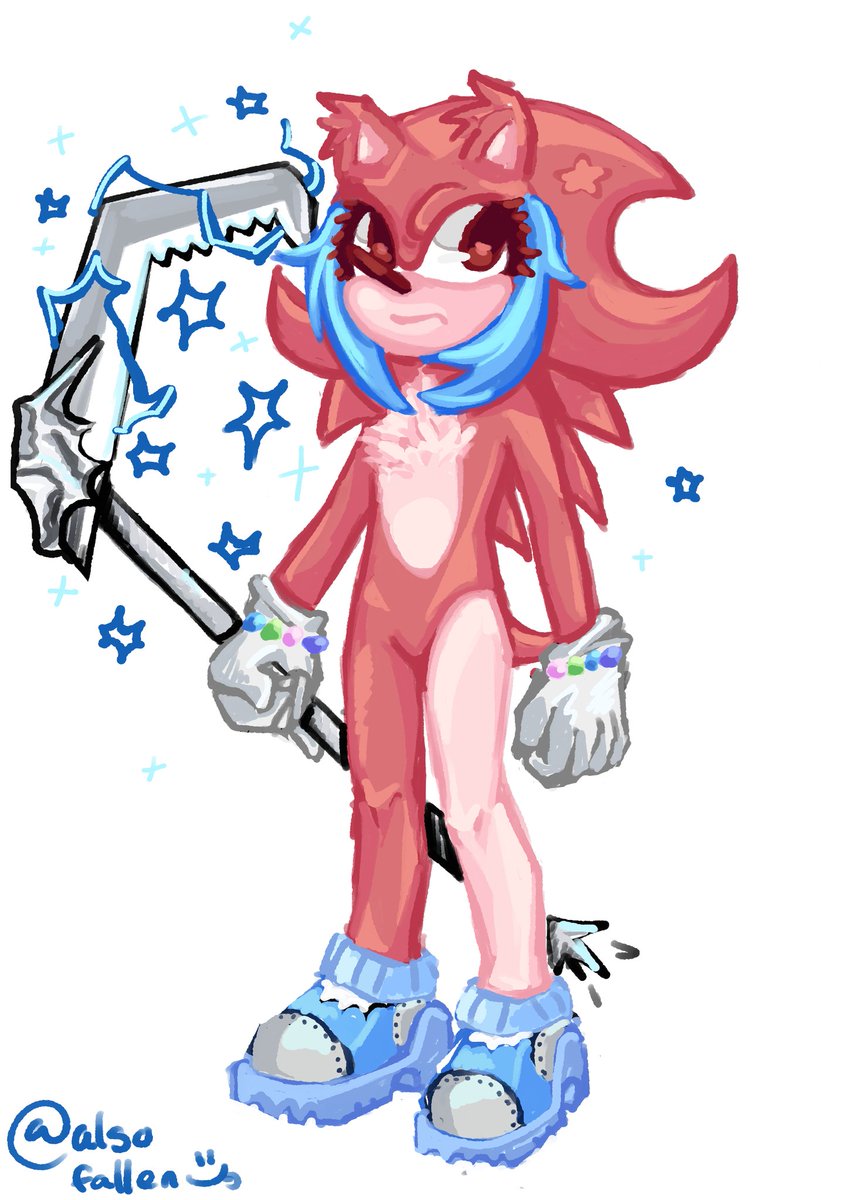 alsofallen's tweet image. Bc my brain hates me is constantly working against me, I finished the drawing without getting up 
Her name is Fallen bc it's me guys!
#SonicTheHedgehog #sonicsona #oc