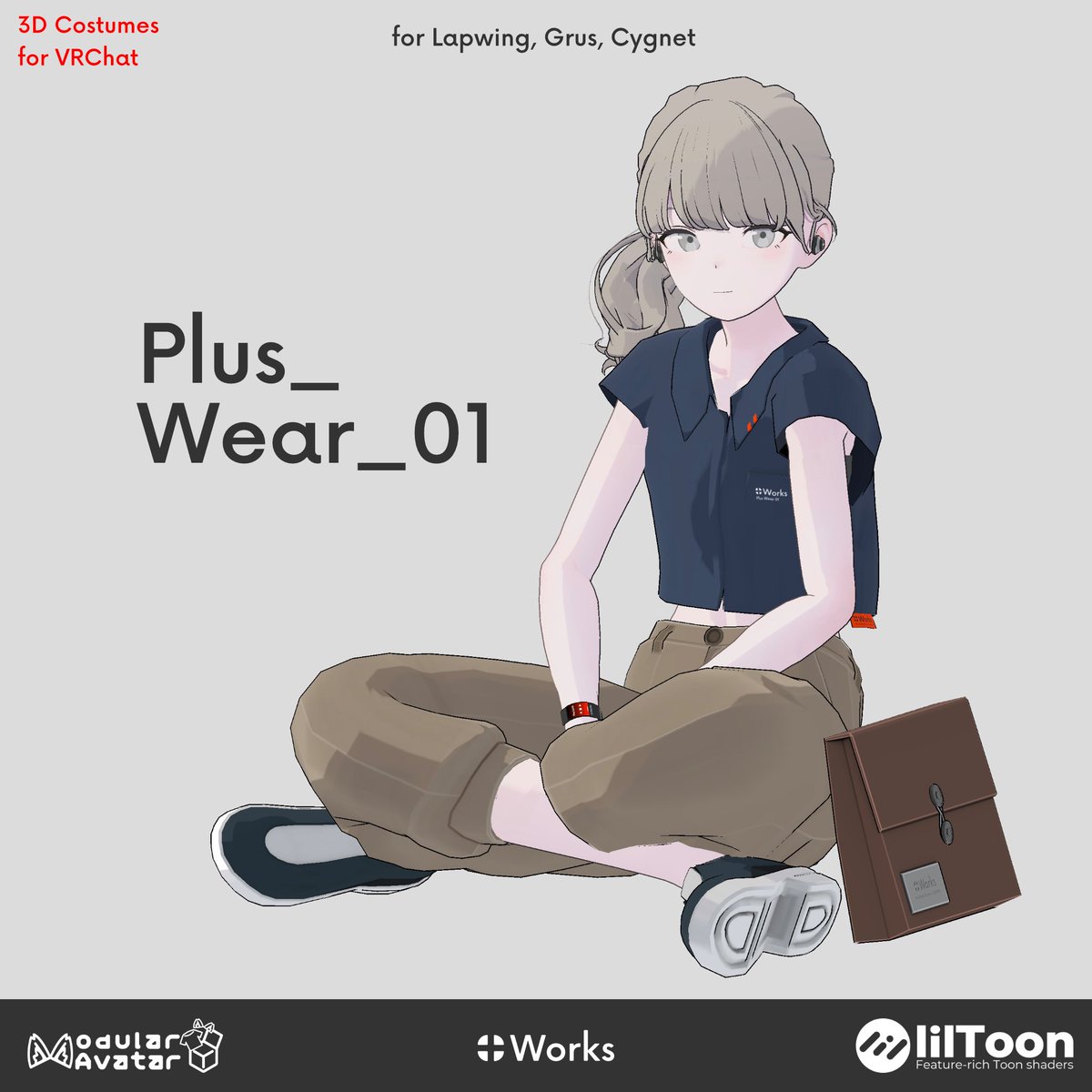 MADOi_st's tweet photo. BOOTHにて、アバター用衣装『Plus_Wear_01』を販売開始しました！
> https://t.co/rNJ5tpeD3q

【対応アバター】
・Lapwing
 ・Grus
 ・Cygnet

初の衣装モデルです！
よろしくお願いします！！  

#Plus_Works #VRChat #Lapwing #Grus #Cygnet #booth_pm https://t.co/YpzGb6e3TP