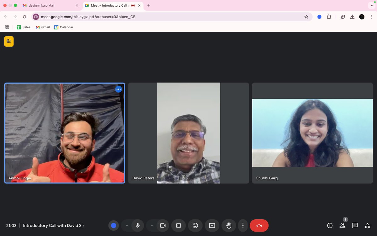 Anmolgogia's tweet photo. Great partnerships start with great conversations.
Took the initiative to bring my Canadian partner, David Mark Peters, and my partner, @shubhi_garg_, Founder of #DesignInk together for an introductory call—and what a conversation it was!
#GlobalPartnerships #Crobstacle https://t.co/hxPshJswMP