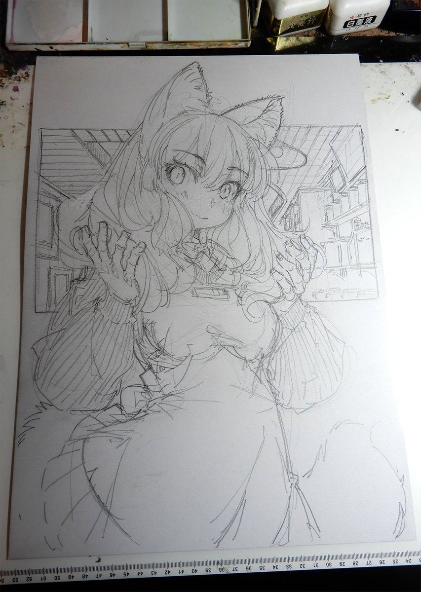 ラフ。以前このキャラでA3のCGを描いたことがありますが、それよりもいい感じになったかと。 