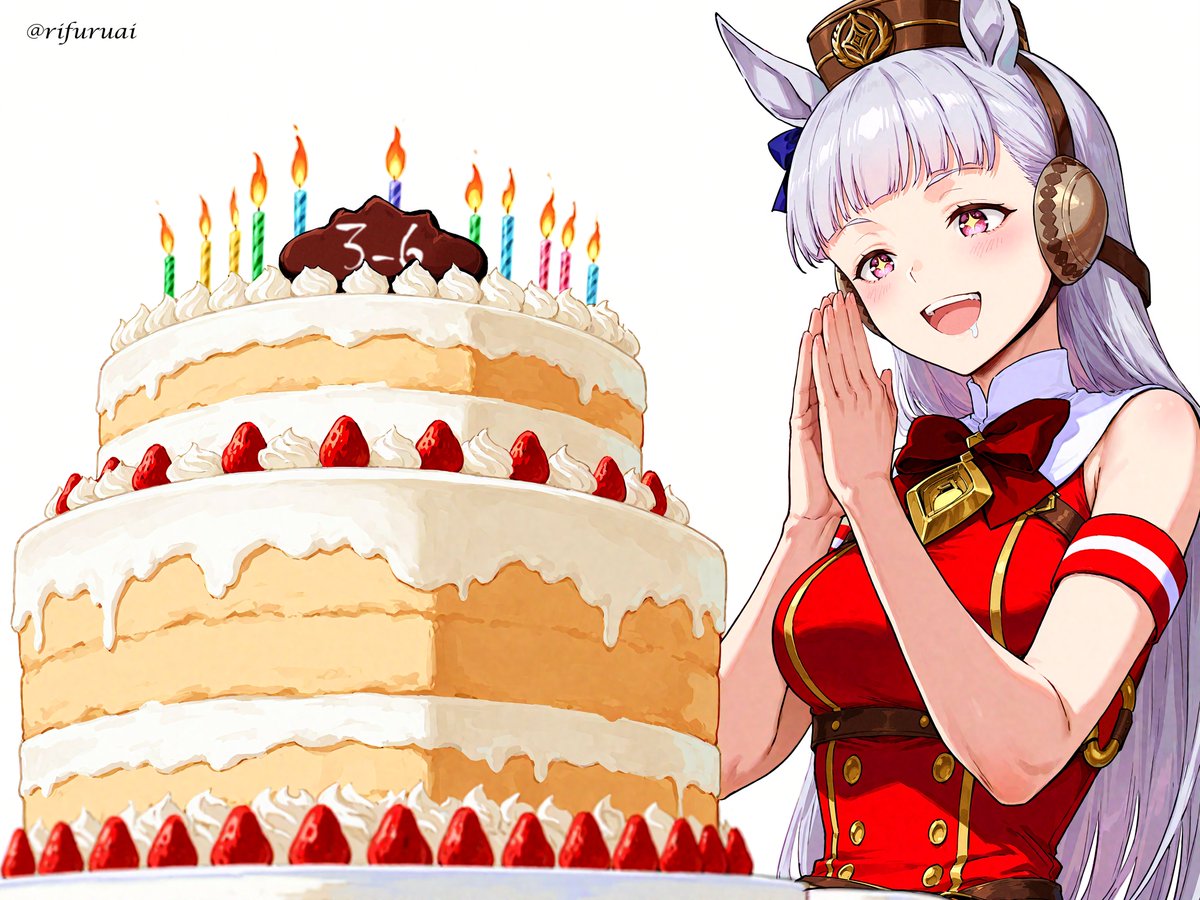 rifuruai's tweet photo. Itadakimasu! Happy birthday to Gold Ship🎂

#ウマ娘　#umamusume     #AIart　#AIイラスト https://t.co/vOUsILTm8H