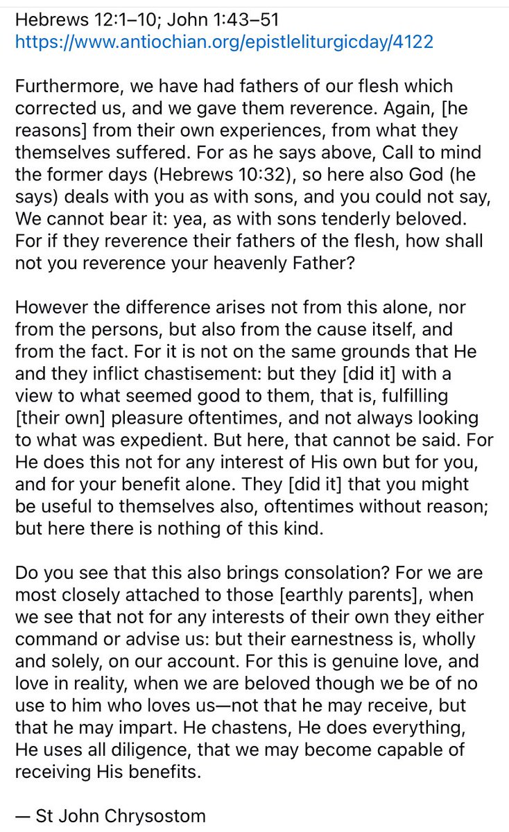 12ApostlesHants's tweet image. Today, the first Sunday of the Great Fast, we commemorate the restoration of the Holy and Honourable Icons johnsanidopoulos.com/2011/03/synaxa… ; the same day we commemorate the Holy Forty Martyrs at Lake Sebaste johnsanidopoulos.com/2016/03/synaxa… #9March
Heb 12:1–10; Jn 1:43–51
antiochian.org/epistleliturgi…