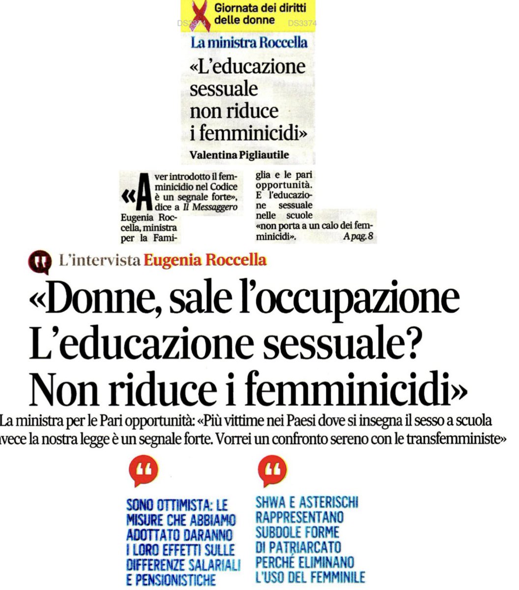 _ValPigliautile's tweet photo. Il ddl sul femminicidio avrà un effetto deterrente? Serve una legge ad hoc per l’educazione sessuale? Le declinazioni femminili possono contribuire a favorire la parità di genere? 
Oggi su @ilmessaggeroit l’intervista alla ministra Eugenia Roccella

https://t.co/lOVgiQSUPu https://t.co/HNNX2n0U6Z