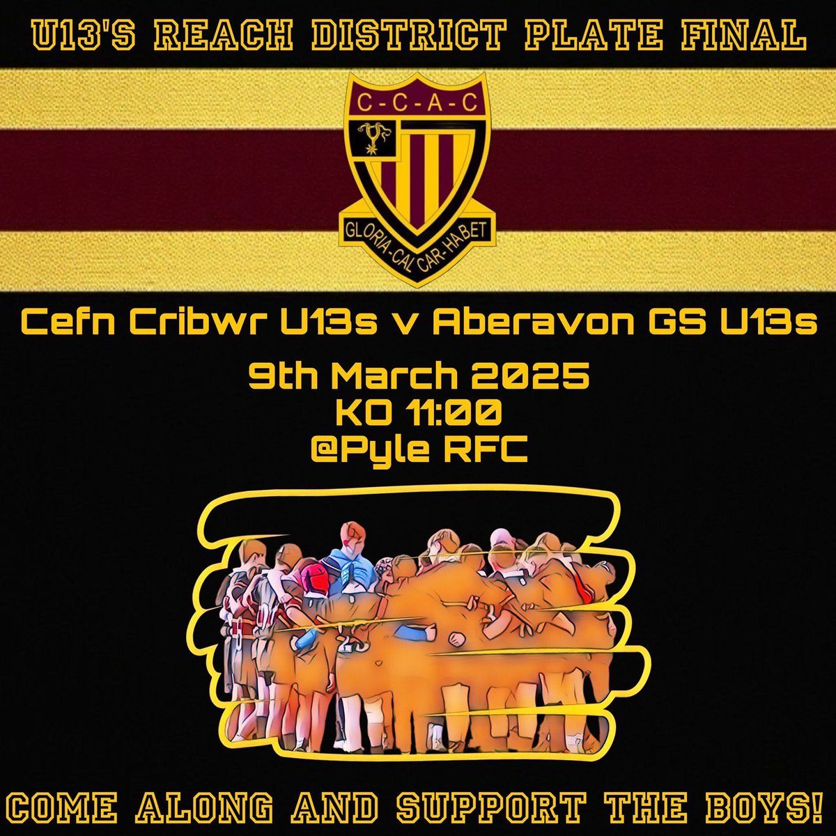 🚨🚨 It’s Finals Day 🚨🚨

Best of luck to our U13s in the District Plate Final this morning.

Head down to Brynglas Field at Pyle RFC and support the boys 🖤💛♥️

#VivaLaRiders