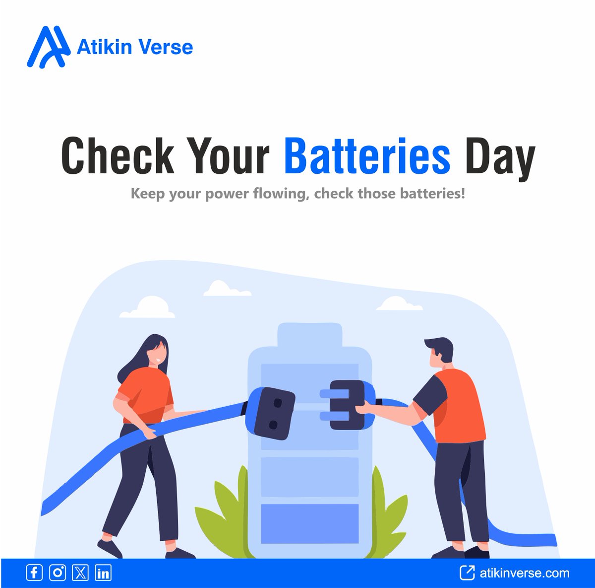 atikinverse's tweet image. Happy Check Your Batteries Day from Atikin Verse! ⚡ Stay safe — test and replace your batteries for reliable power and protection! 🔋✨

Website:- atikinverse.com

#AtikinVerse #SoftwareCompany #TechCompany #SoftwareDevelopment #ITCompany #TechStartup #SoftwareSolutions