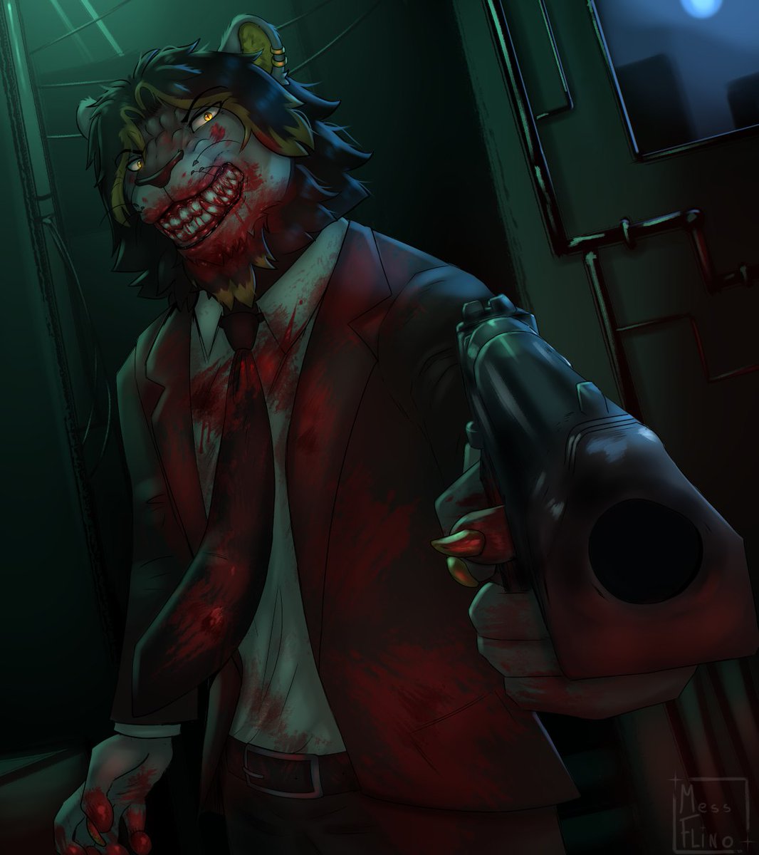 [CW - Blood ⚠️🩸]
A shishi (獅子) from the Shishigumi (獅子組). 🦁

Beautiful art made by <a href="/MessFlino/">✦𝘍𝘭𝘪𝘯𝘰. ݁</a>