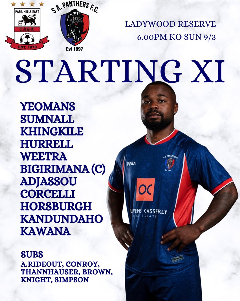 SA_PanthersFC's tweet photo. Here is your #SAPFC starting line up for our first match in the Hahn Australia Cup against Para Hills East https://t.co/n6ZrGku2S9