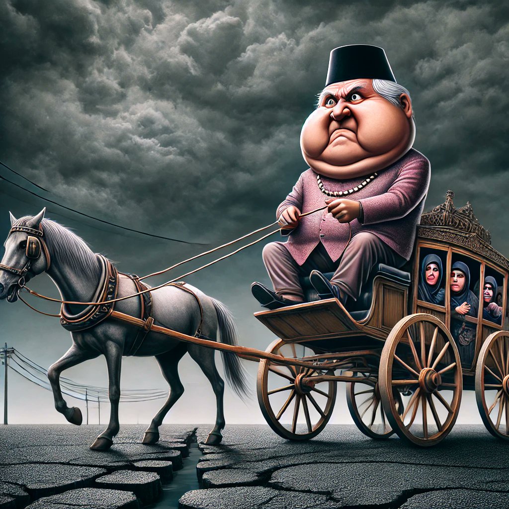 Si Gemoy Kusir Andong Indonesia

Si Gemoy itu pernah berkata,
Indonesia lenyap di dua ribu tiga puluh nanti.
Suaranya lantang, menggetarkan udara,
sebelum akhirnya ia sendiri yang menjadi kusir negeri.

Kini tangannya menggenggam tali kekang,
mengendalikan andong bernama