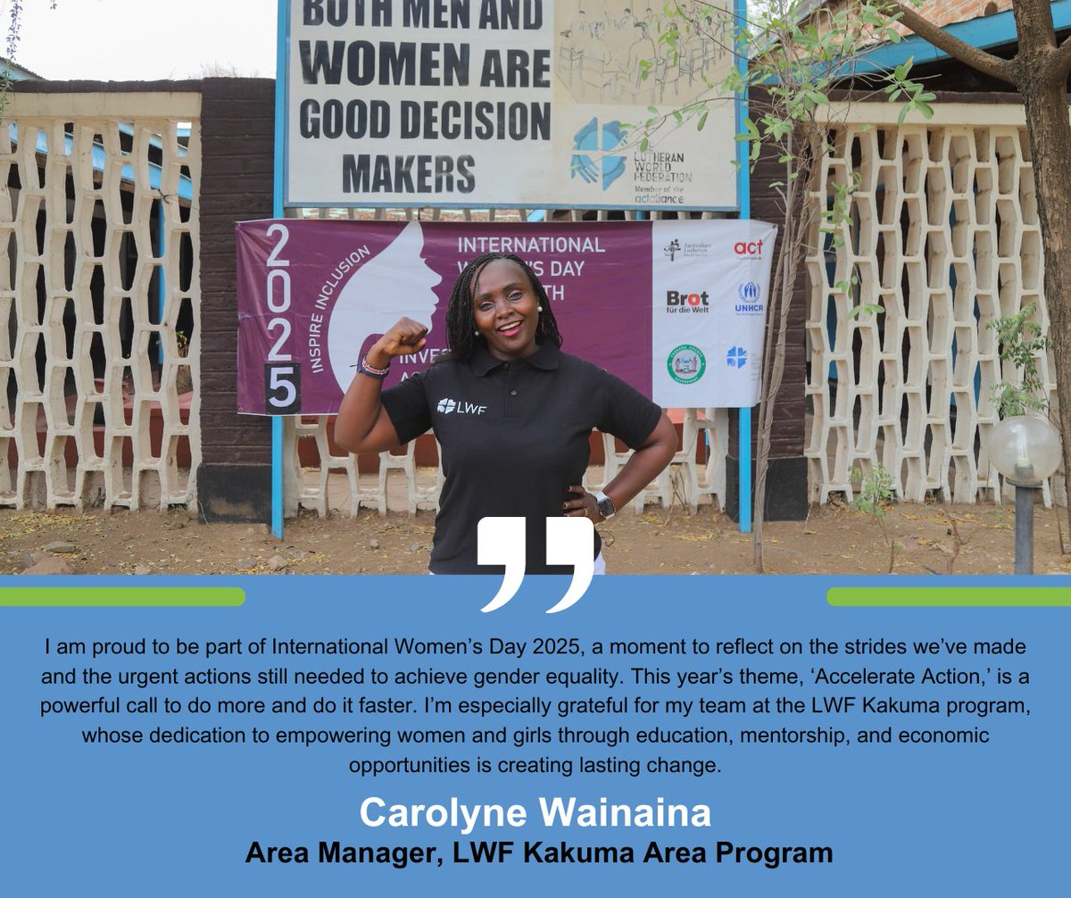 LWF-Kakuma Area Program stands out as the only organization in the area led by a woman, supported by a team of strong women. On hashtag #IWD2025, she shared her thoughts on gender equality and leadership. 

#LWforEquality #IWD2025 #AccelerateAction #BreakingBarriers