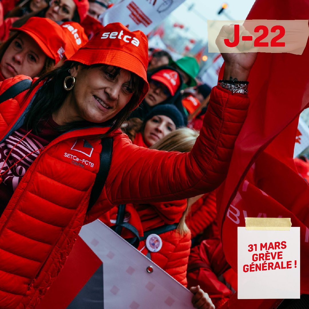 #31mars #GreveGenerale.1 raison/jour de faire grève! Le gouvernement De Wever-Bouchez maintient la loi de 1996 sur la norme salariale, empêchant la liberté de négocier de meilleurs salaires pour les travailleurs même dans les secteurs qui ont une marge pour des augmentations !