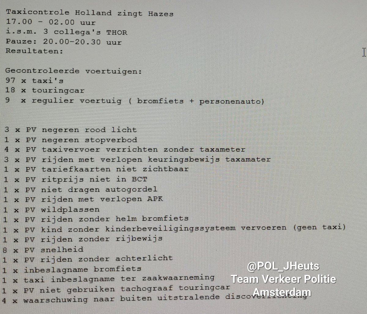 (2/2)
Vele bestuurders hadden hun zaken op orde, enkelen niet.
Dit resulteerde in staken arbeid, proces-verbaal, en/of inbeslagname voertuig.
Eén bromfietser werd voor de 3e maal betrapt op rijden zonder rijbewijs; PV + inbeslagname voertuig.
#Verkeerscontrole
#Politie #THOR