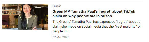 bobmccoskrienz's tweet photo. Hey @nzherald 
Can you explain why the article exposing @NZGreens @TamathaPaul 's dumb statements about who's in prison has disappeared off your site?

1. Has it been fact-checked into oblivion?
Or 
2. Are you just protecting your friends?

Maybe it's both of those options eh