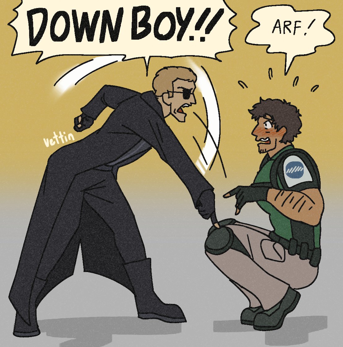 down boy! !
arf! 
#chrisker #wesker #chrisredfield #residentevil5