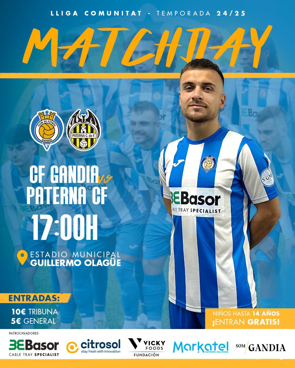 CF_Gandia's tweet photo. 💪🏻𝐃𝐈𝐀 𝐃𝐄 𝐏𝐀𝐑𝐓𝐈𝐃𝐎💪🏻

👉🏻Cada 𝐒𝐎𝐂𝐈𝐎 entra con 1️⃣ acompañante gratis. ¡Jugamos en casa y se tiene que notar!🔥

🆚 #GandiaPaterna
🏟 Guillermo Olagüe 
⏰ 17:00h

¡Vamos con todo! ¡Amunt Gandia!💙🤍 https://t.co/ZsVGMFjp3b