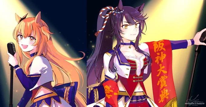 3月9日なので昨年Rさんからの依頼で描かせていただいた阪神大賞典ライブのナリブ先輩(と瞳の中のマヤノさん)をpixivにあげました 
