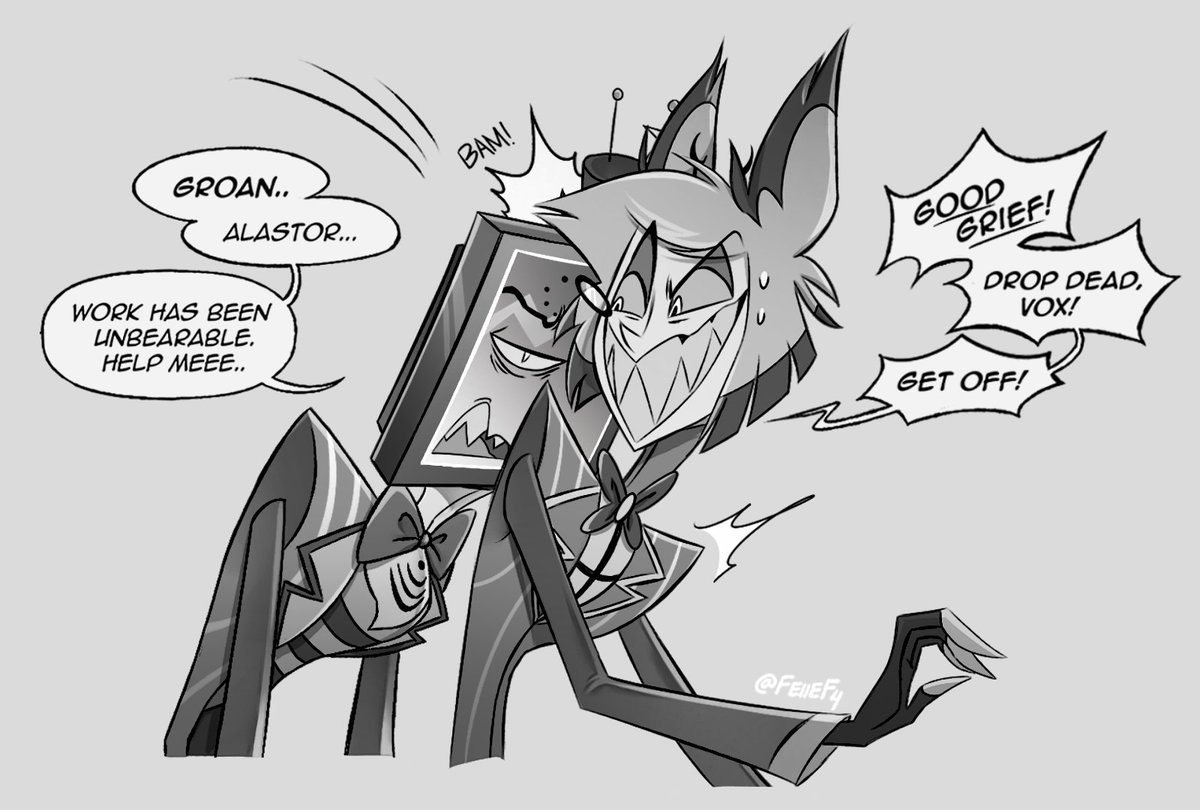 feiief4's tweet photo. CEO burnout 🫠🔥
#HazbinHotelAlastor #HazbinHotelVox https://t.co/EGJhOwlt32