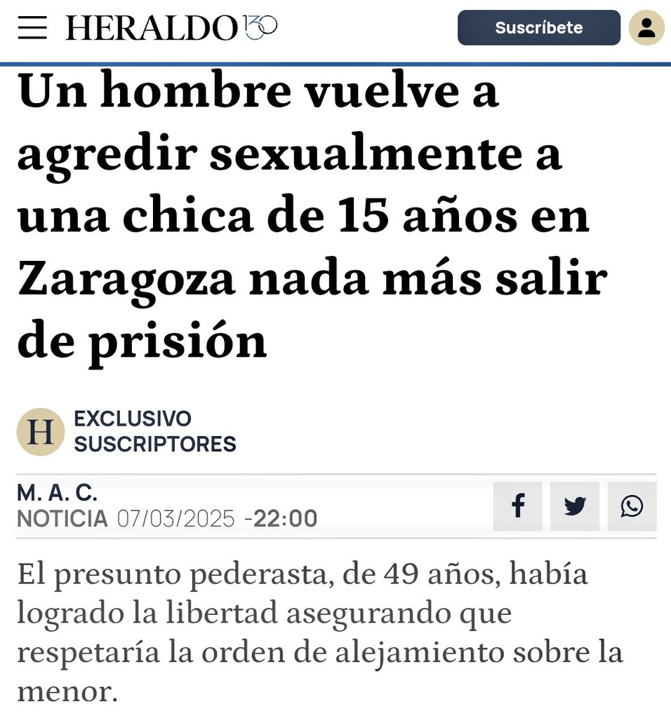 Entró en prisión por agredir a una menor, pero logró salir asegurando que respetaría la orden de alejamiento. Salió y lo primero que hizo fue volver a agredir a la menor.

Otro gran éxito de la política de reinserción.