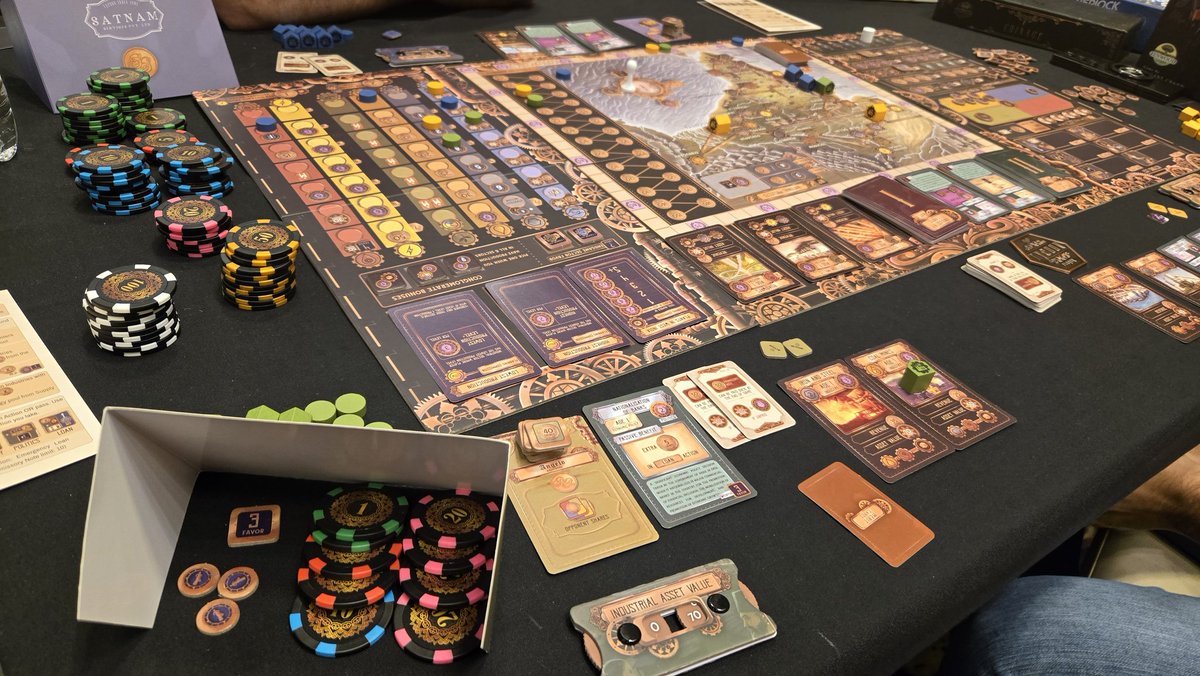 Tycoon: India 1981 by <a href="/ZenwoodGames/">Zenwood Games, India 🔙 Tycoon on Kickstarter</a> at Dice Tower West tonight. A very interesting industry building game that also uses several interesting forms of auctions.