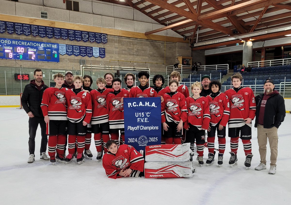PCAHA_FVE's tweet photo. Congratulations to Abbotsford  MHA  U15 C1 for winning the Fraser Valley East"s U15 Red Pool Playoff Banner!  Next week they play for the FVE Championship banner!!  Good  luck

@PCAHA_FVE 
@PCAHAMain 
@AMHA_Hockey https://t.co/Qje03toxZd