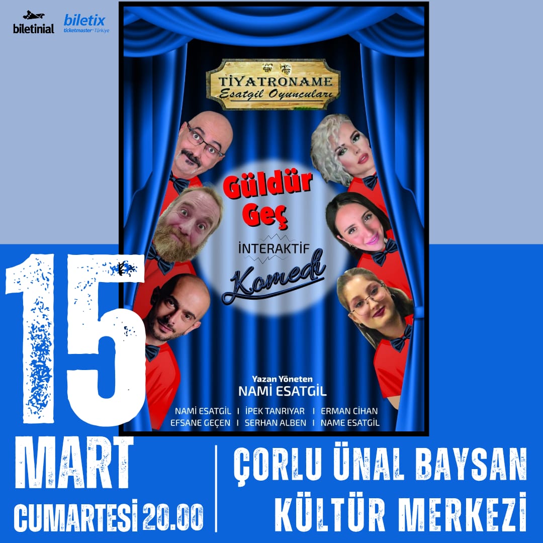 Ramazan eğlencesi tadında, Ödüllü Kahkaha tufanı "Güldür Geç" Çorlu'da😊
Biletler Biletinial'da😊 #Corlu #corluetkinlik #tiyatro