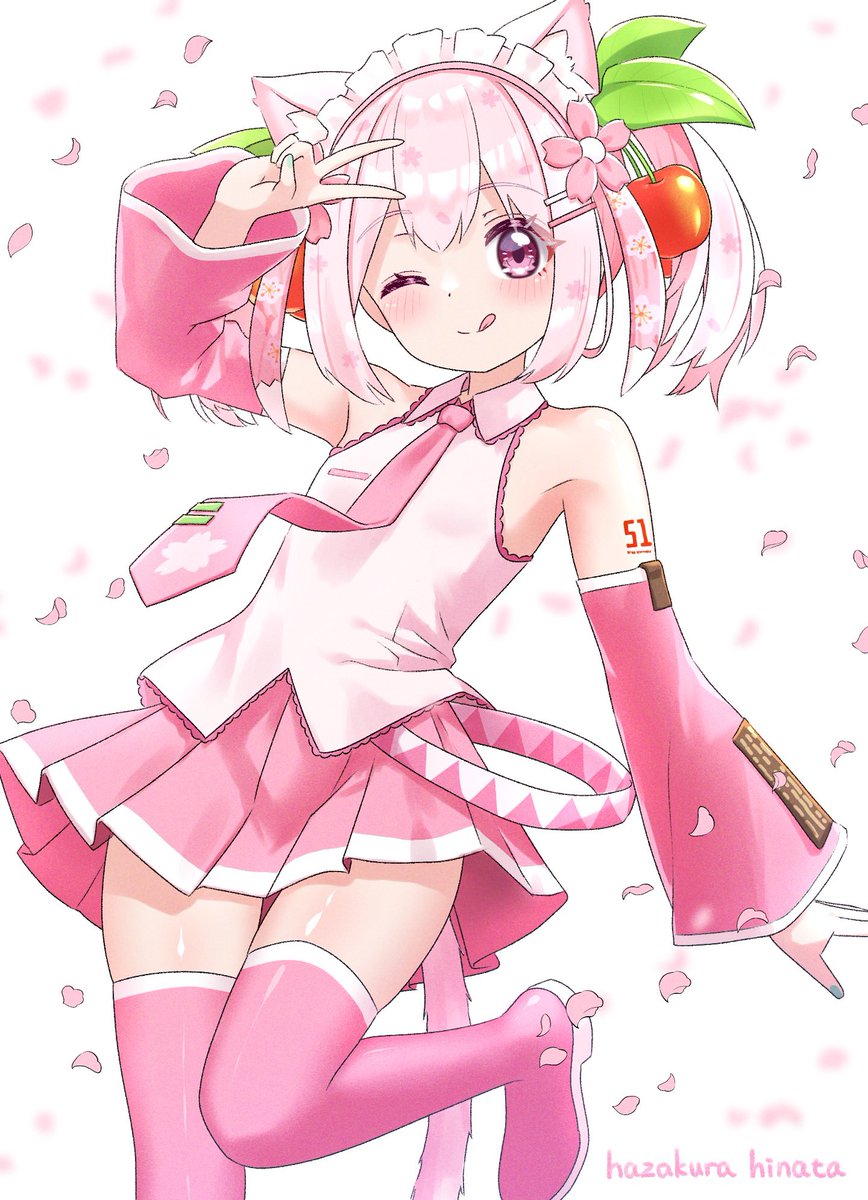 初音ミク ,桜ミク 「ミクの日なので、桜ミクちゃんのコスプレをしました!!#ミクの日 #イラスト 」|葉桜ひなた🍡🌸のイラスト