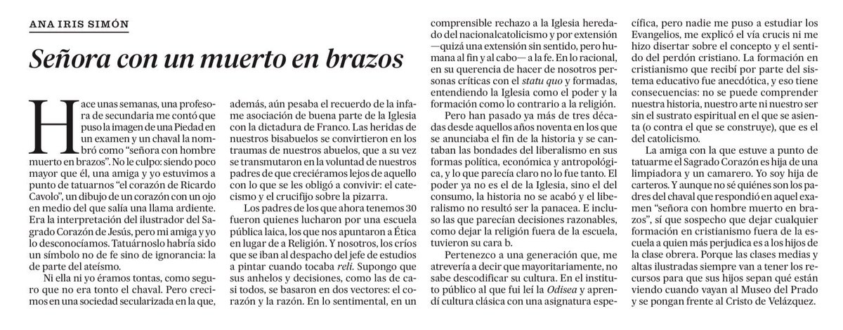 Fomentar la incultura religiosa es también perjudicar al pobre. No puede estar más acertada <a href="/anairissimon/">Ana Iris Simón</a>.