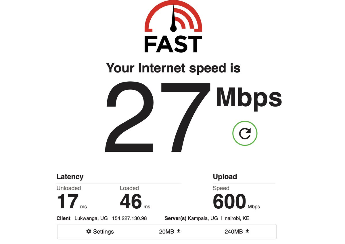 ssmusoke's tweet image. Got this from an @Airtel_Ug speed test - is this a glitch in the Matrix or a sign of good things to come? 

#RandomThings