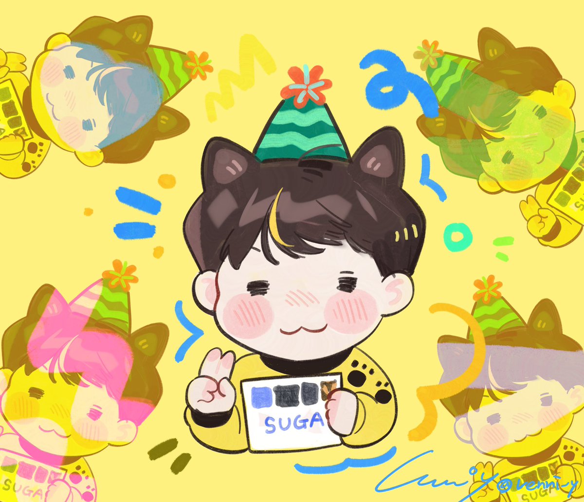 슙냥생춬카해!!!!!! 🥹✨🎂🎉 

#슈가생일ㅊㅋ #윤기생일ㅊㅋ 
#아기힙합전사AgustD #이렇게귀여울슈가