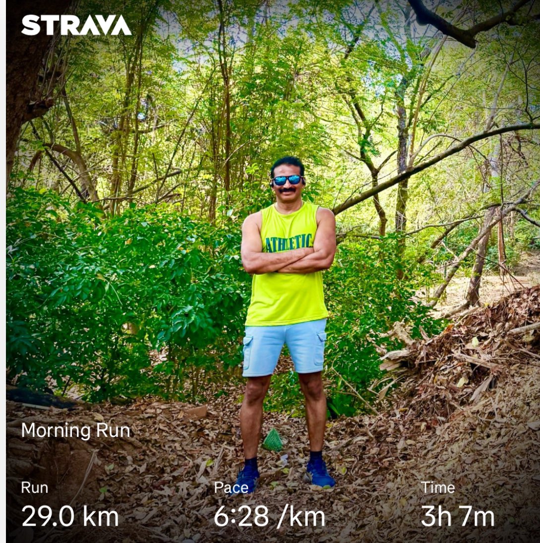 A perfect day for my weekly long run.The air was light, crisp, and still. No mist, just the rhythm of footfalls on earth.The trees swayed, the monkeys swung, mangoose darted and a fleeting glimpse of a king cobra slithering into the wild. #run #running #halfmarathon