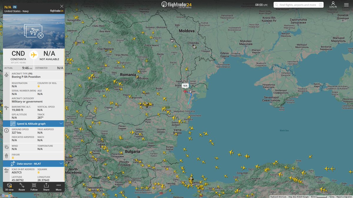 AIYeyENGDdJkjTr's tweet photo. Mar. 9, 2025
#Mihail Kogălniceanu Air Base, Constanța #Black Sea Coast
#NoCALLSIGN #AE67C5 USN P-8A Poseidon https://t.co/A3MJ35QTK7