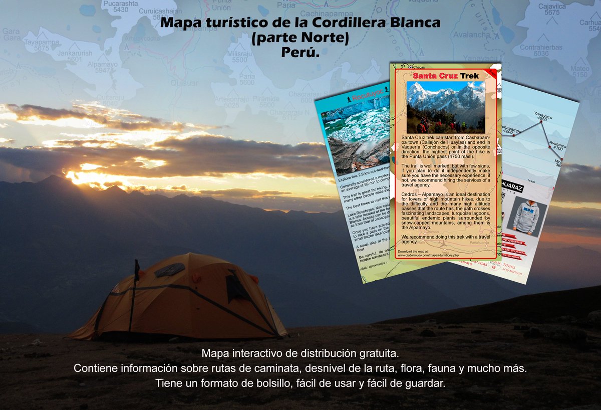 SantaCruzMap's tweet image. Mapa de la Cordillera Blanca (parte Norte). 

#santacruztrek #trekkingsantacruz