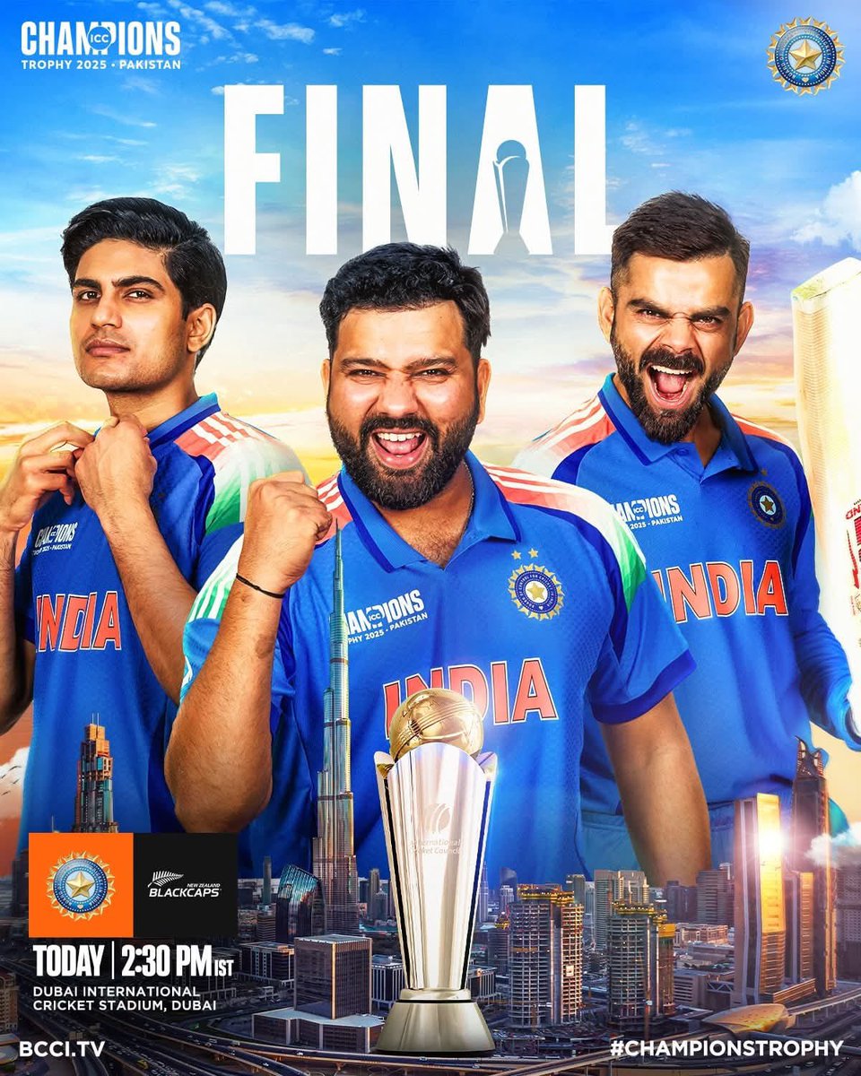 Wishing our #TeamIndia the very best as they face off against #NewZealand at the #ICCChampionsTrophy final today. Your perseverance, talent , and indomitable will have brought us to this moment, and we eagerly anticipate seeing you lift the coveted Champions Trophy once again. ❤