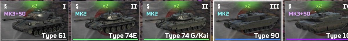 MWTTankBattles's tweet photo. 日本デッキ
#MWT #MWT日本 #戦車ゲーム #陸戦ゲーム #日本戦車 #Type10 #Type90 #Type74 #JGSDF #自衛隊 https://t.co/ci5eg0H091