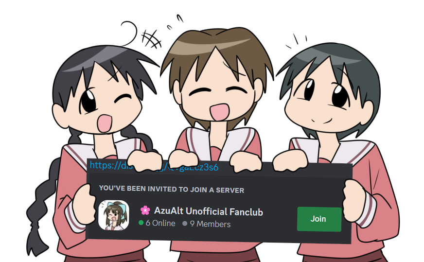 I forgot to tell that there's AzuDaioh Alt discord server! If you want to have a chat and discuss some ideas related to azudaioh alt or just want to hang out, consider joining!😄
link: discord.gg/QVgaEcz3s6 
#azumangadaioh #あずまんが大王 #azumangadaiohalt #あずまんが大王代替