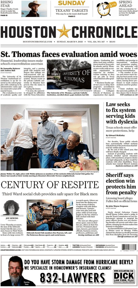 ๐ต๐๐๐๐ ๐ฟ๐๐๐๐ ๐๐๐๐๐ข ๐ฐ (@ukpapers) on Twitter photo ๐บ๐ธ Century Of Respite
โซThis social club in Houston's Third Ward has served for 100 years as a respite for Black men
โซ<a href="/joysewing/">Joy Sewing</a>
โซtinyurl.com/225bt4jm
#frontpagestoday #USA <a href="/HoustonChron/">Houston Chronicle</a> ๐บ๐ธ Century Of Respite
โซThis social club in Houston's Third Ward has served for 100 years as a respite for Black men
โซ<a href="/joysewing/">Joy Sewing</a>
โซtinyurl.com/225bt4jm
#frontpagestoday #USA <a href="/HoustonChron/">Houston Chronicle</a>