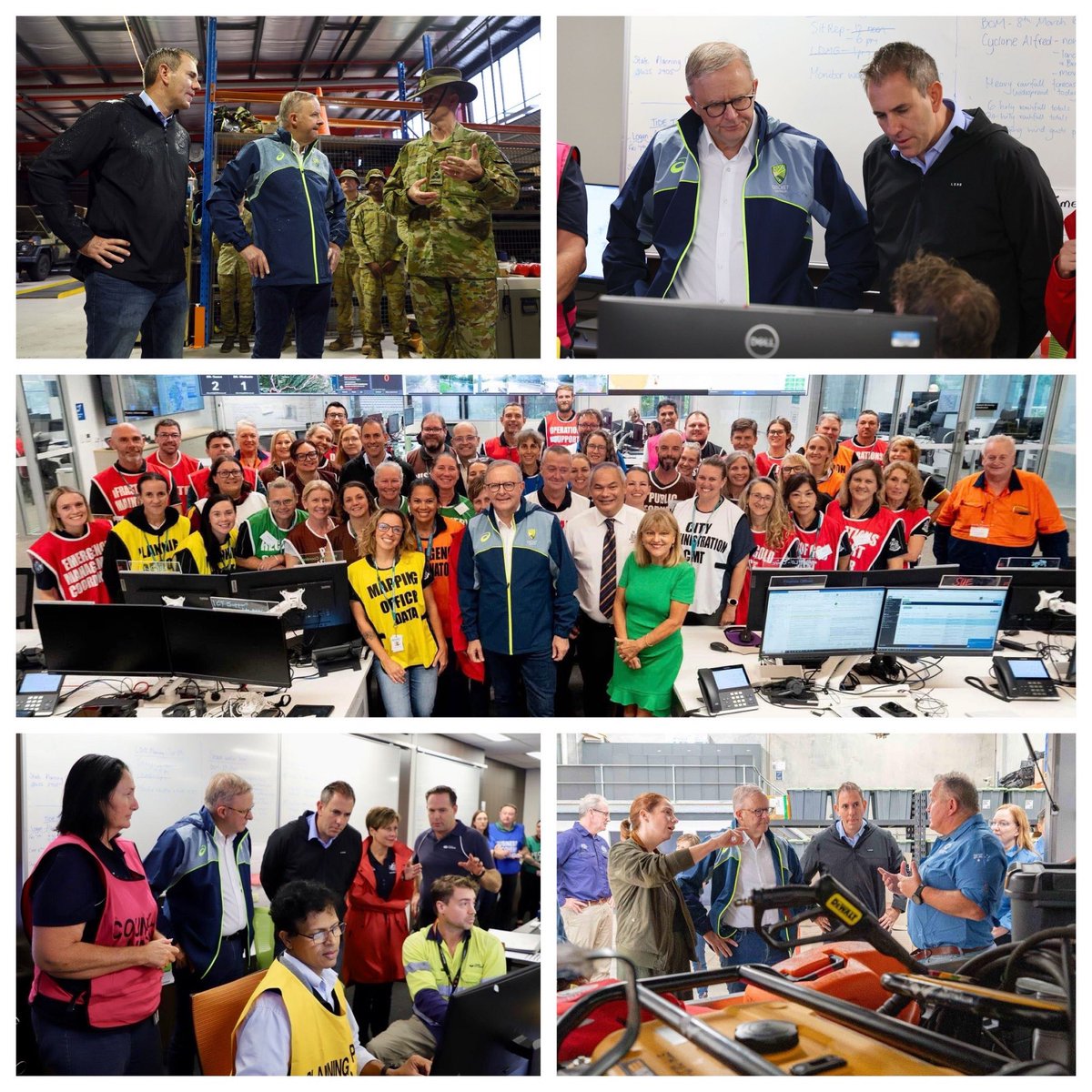 JEChalmers's tweet image. Finishing up a very big day across Brisbane, Logan and on the Gold Coast with the Prime Minister and ministers. 

An important opportunity to be briefed on the response to heavy weather, road closures, power outages and flooding. 

And a chance to thank some truly amazing and…