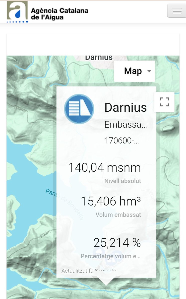 MeteoEmporda's tweet photo. L'embassament Darnius-Boadella ja ha superat el 25%! Ara mateix hi som i es pot observar la ploma sedimentaria de l'aport de la Muga i l'Arnera! 

Veieu la part marró del fons? Son sediments, que si no hi hagués la presa seria la nova sorra de les platges de la Badia de Roses. https://t.co/ISMl9K9SAL