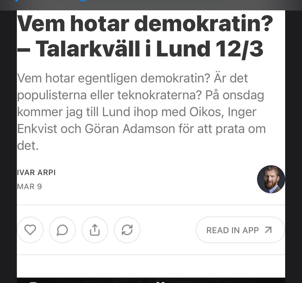 På det gamla 70-talen, när jag var liten, en grabb… brukade vi retas och säga: ”den som sa’re- han va’re…” 
<a href="/Ivarpi/">Ivar Arpi</a> <a href="/oikos_org/">Tankesmedjan Oikos</a>
