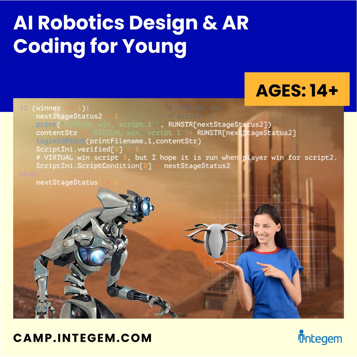 Integem_Inc's tweet image. Young Innovators, dive into the world of AI and Robotics!
Join us for Integem’s AI Robotics Design & AR Coding Camp!
➡️ Learn more: camp.integem.com
#Camp #SummerCamp #RoboticsCamp #AIRoboticscamp #KidsFuture #STEMEducation #STEM #TechForKids #HolographicAR #STEM