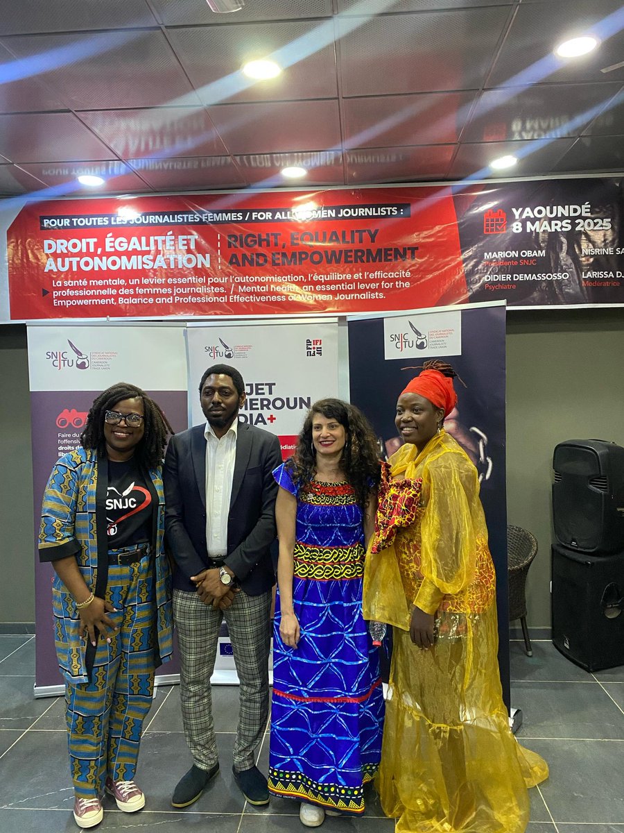 Le <a href="/SNJC_Cameroun/">SNJC_Cameroun</a> a organisé le 8 mars un échange sur la santé mentale de femmes journalistes. On constate que 80% de femmes consultent plus que les hommes journalistes, à cause de la charge mentale importante. Merci à la <a href="/IFJGlobal/">IFJ</a> , à <a href="/CFImedias/">CFImedias</a> et <a href="/EdukMedia/">Eduk-Média 🇨🇲</a>- Cameroun média+